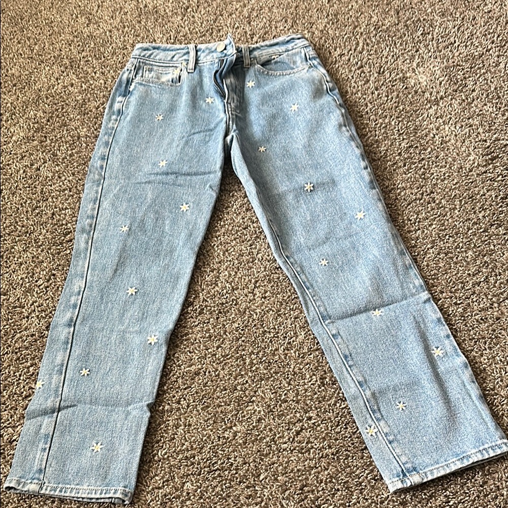 Light Blue Embroidered pacsun mom Women's Jeans
